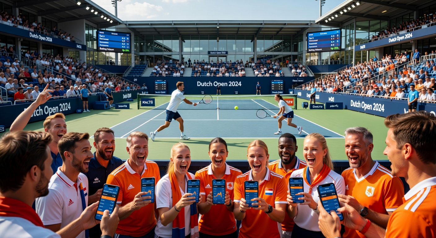 Nederlandse tennisfans op mobiel wedden tijdens live ATP-toernooi, met odds voor Griekspoor en Van de Zandschulp