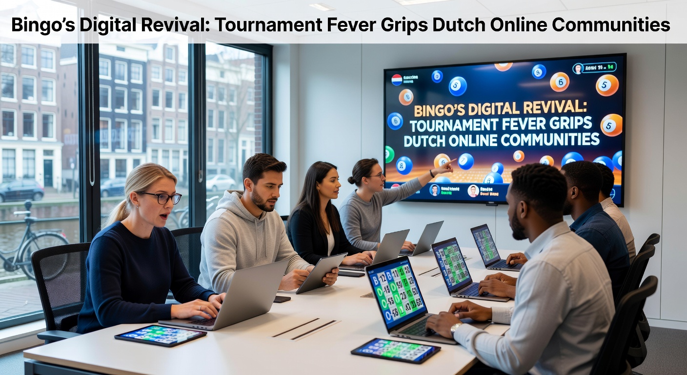 Scherm van een bruisend online bingo-toernooi met spelerskaarten en chatvensters vol enthousiasme uit Nederlandse communities