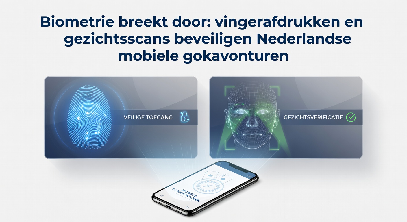 Gebruikershand scant vingerafdruk op telefoon terwijl een live casino-stream draait op het scherm