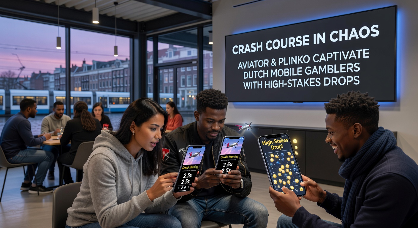 Plinko spel op een smartphone, met een bal die door pinnen valt richting multipliers, illustrerend de hoge-inzet drops die Nederlandse mobiele gokkers thrillen