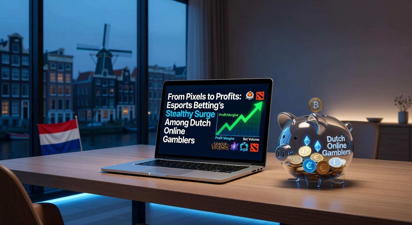 Grafiek met stijgende lijnen van esports betting volumes in Nederland, vergeleken met traditionele sporten, met icons van populaire games en een kalender wijzend naar maart 2026