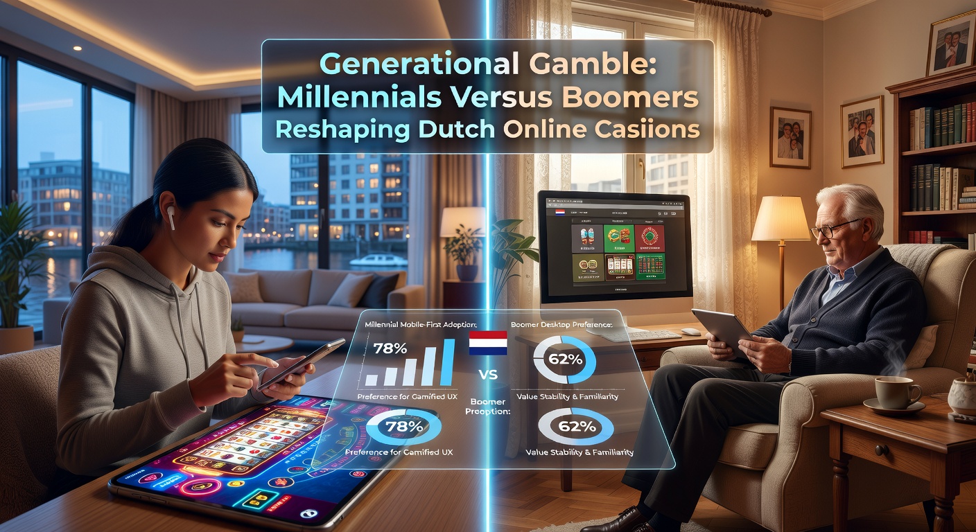 Grafiek met generatieverschillen in inzetgedrag bij Nederlandse online casinos, millennials in blauw en boomers in groen