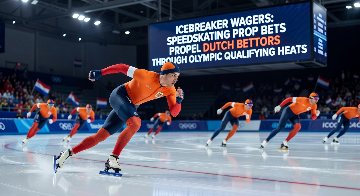 Nederlandse schaaters in actie tijdens een kwalificatiewedstrijd, met bookmakers die propbets aanbieden op heats en tijden