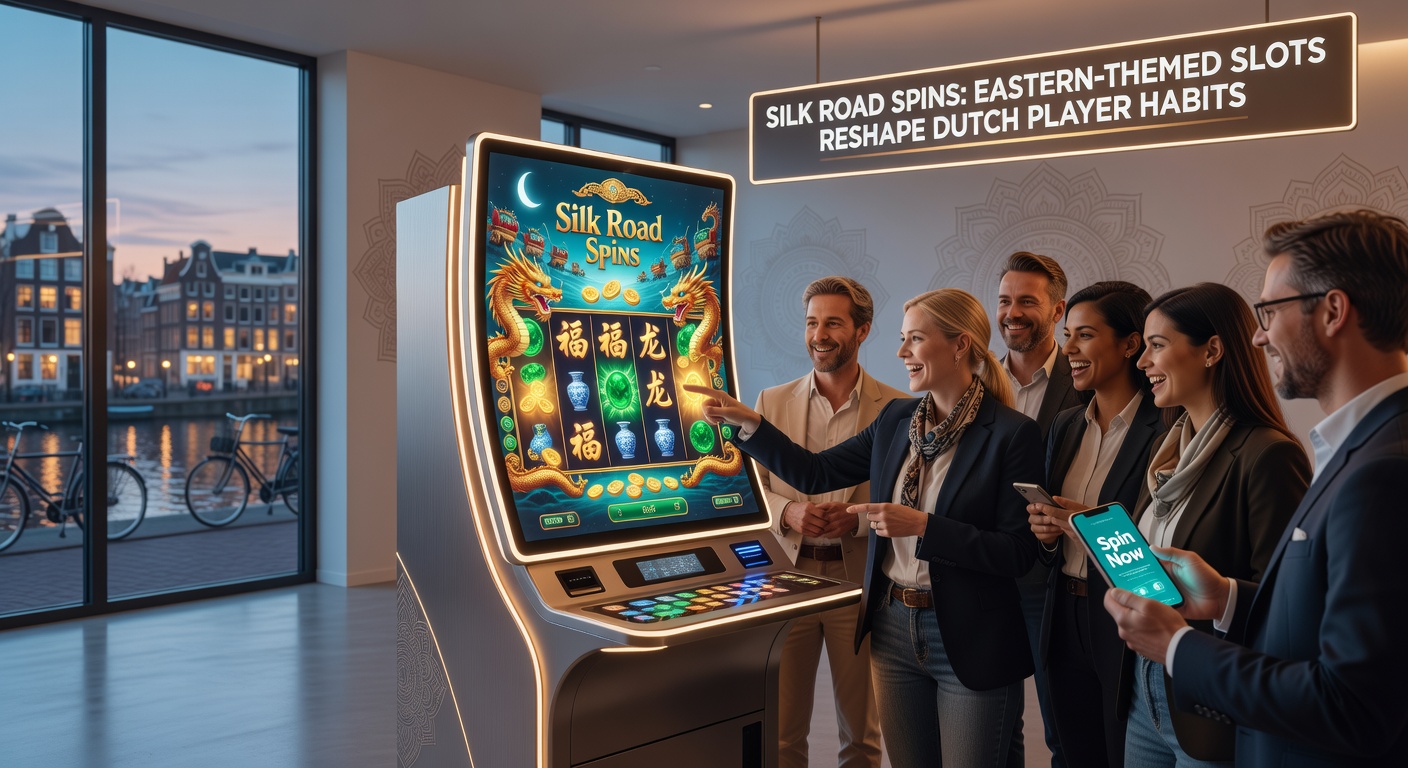 Sfeervolle oosterse slotmachine met gouden draken, zijderoute karavanen en mystieke tempels die draaien in een Nederlands online casino
