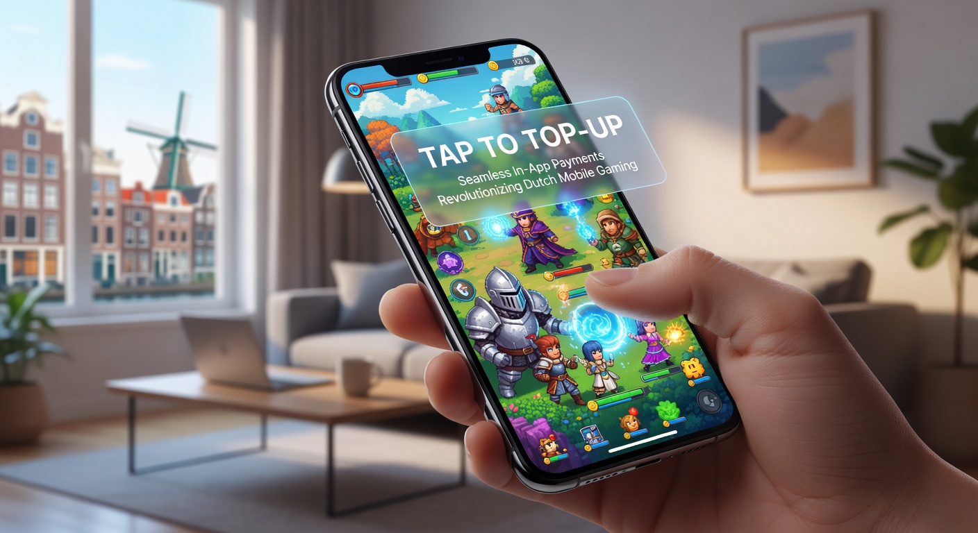 Speler tikt op telefoon voor snelle in-app betaling tijdens mobiele game-sessie, met glow-effect rond NFC-chip